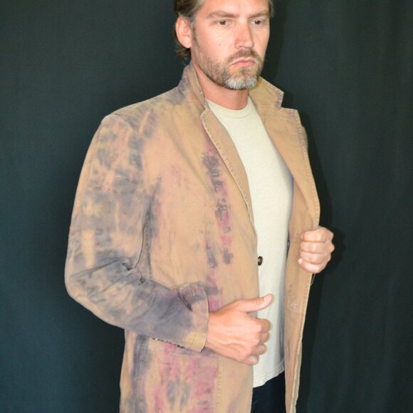 Hand Crafted Other - Cowboy western rustic camo Blazer sports Coat dyed brown khaki black gray tan XL